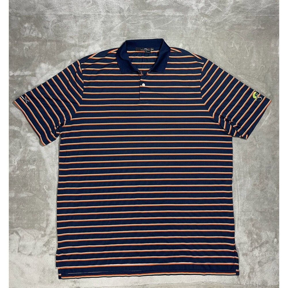 Ralph Lauren RLX Golf Shirt Men XXL 2XL Striped Iguna Embroidered Outdoor Sleeve